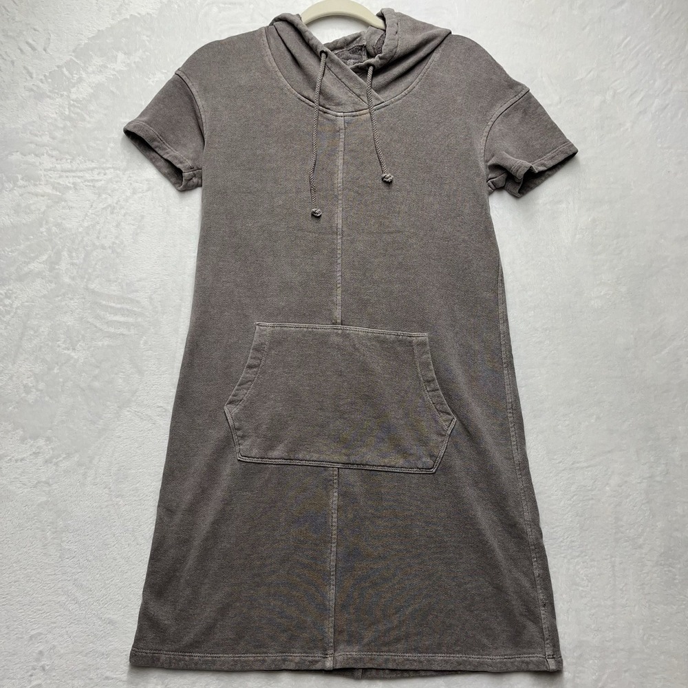 Toad & Co‎ Hooded Sweatshirt Dress Womens XS Brown Hemp Organic Cotton Pull Over